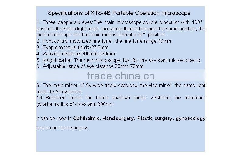 XTS-4B operation microscope for ophthalmic, hand surgery, plastic surgery, gynaecology