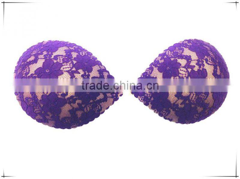 Hottest Sexy Purple Lace Lingerie Invisible Bra For Low-neck Tops Bra Sponge