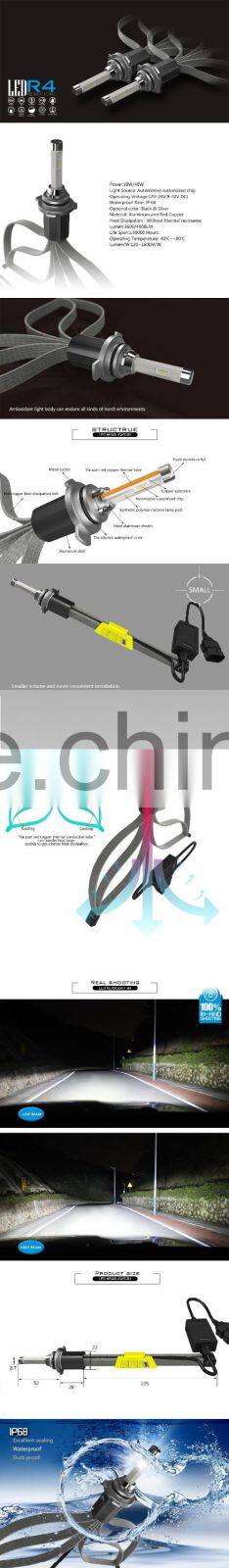 2016 Newest R4 40W 4800lm 9005 9006 9012 D4C H1H3 H4 H7 H11 CRE-E car led headlight KIT Fog Driving Light Lamp KIT