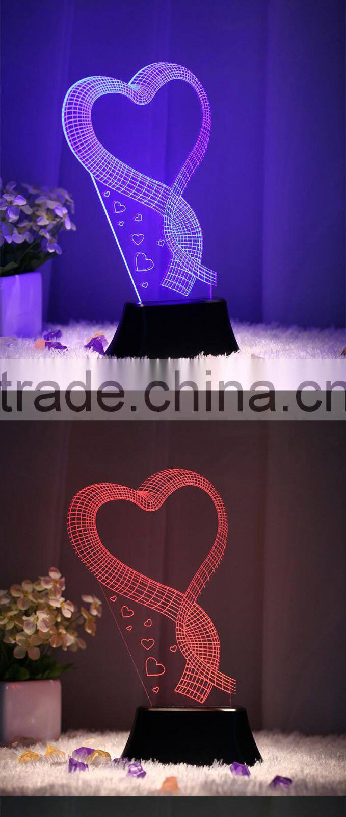 telesthesia acrylic + 3d optical illusions led rectangle lighted display base multi color changing night light lamp