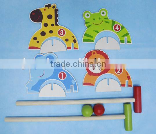 WOODEN TOYS ANIMAL CROQUET SET