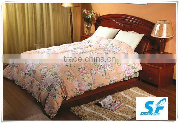 100% cotton fabric flower printed hotel alternative goose down feather comforter/quilted micro fiber quilt/duvet shell