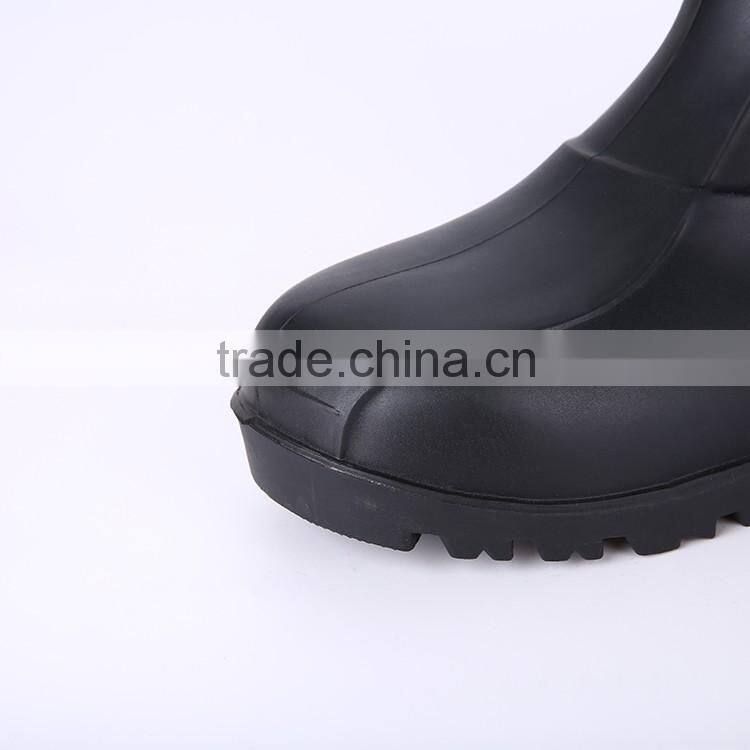 2016 Wholesale cheap black safety PVC rain boots, steel toe insert safety boots
