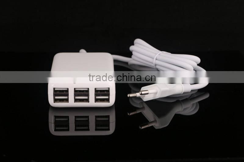 6-Port 5V/4A USB Desktop Charger/Portable Charger All-In-One Travel Charger for iPhone, iPad, iPod, Smartphones, 5V Tablets