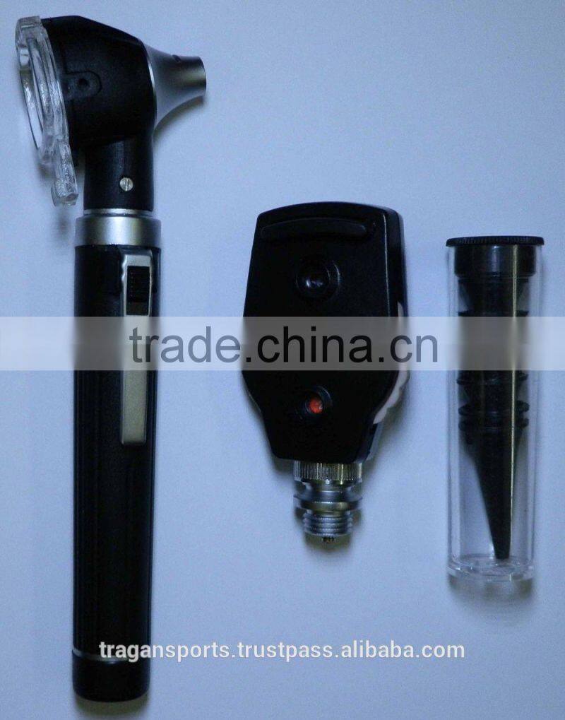 Professional Black Color Mini Fiber Optic Otoscope / Fiber Mini Otoscope / Fiber optic Opthalmoscope & Otoscope Diagnostic Sets
