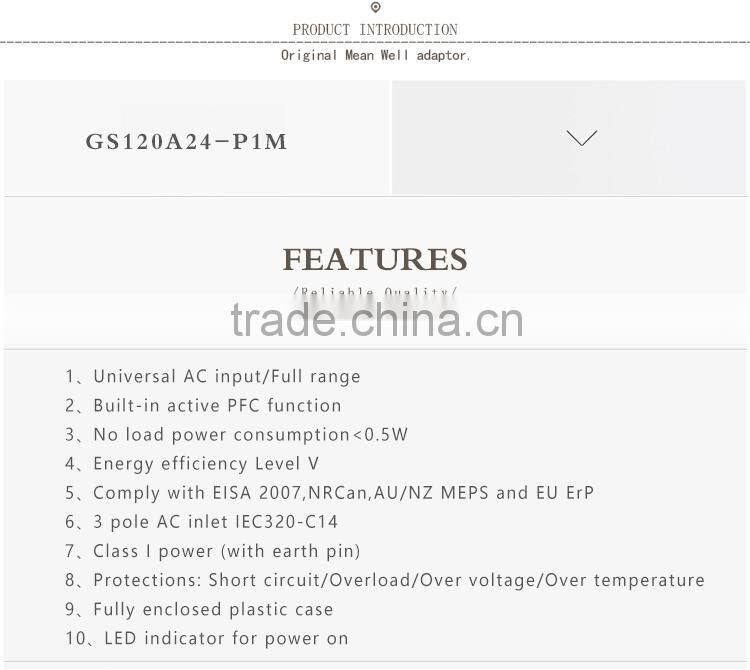 Meanwell 120W 24V dc AC-DC Single Output industrial adaptor