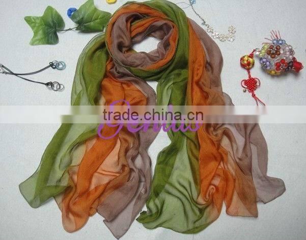 Custom design silk scarf Gradient Silk Scarf and shawel