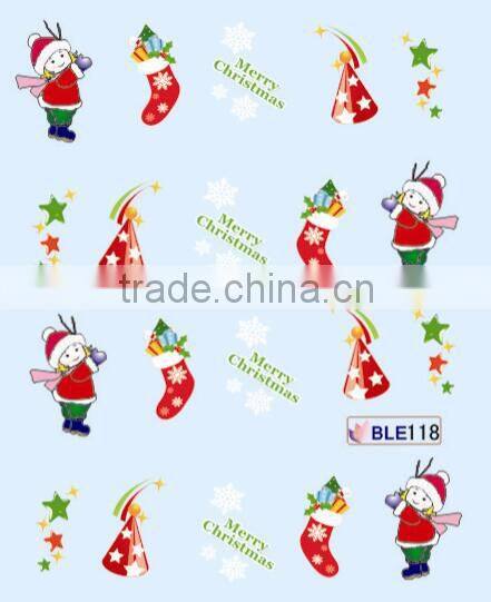 2015 HOT Sell BLE Series Christmas Water Transfer Decals Christmas Nail Rrt Sticker
