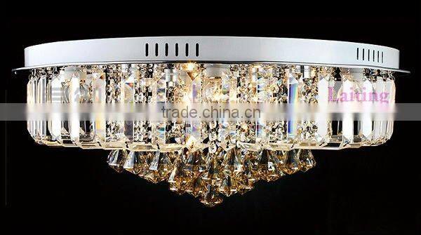 Pink modern crystal pendant light for high ceilings