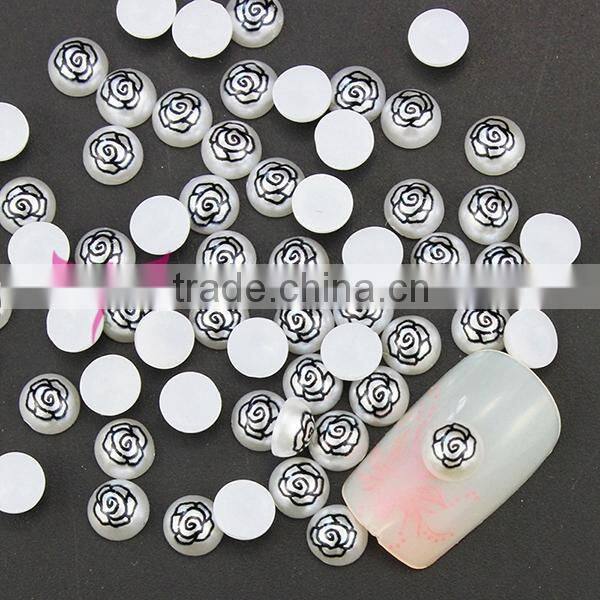 2015 July new nail product semi-circle printing pearl nail art decoration