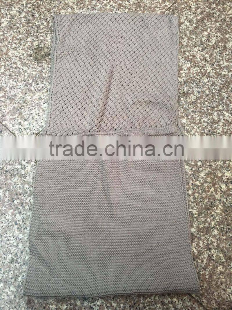 Stock Item wholesale men's autumn winter gray circle loop scarf two kinds of weaved neck warmer