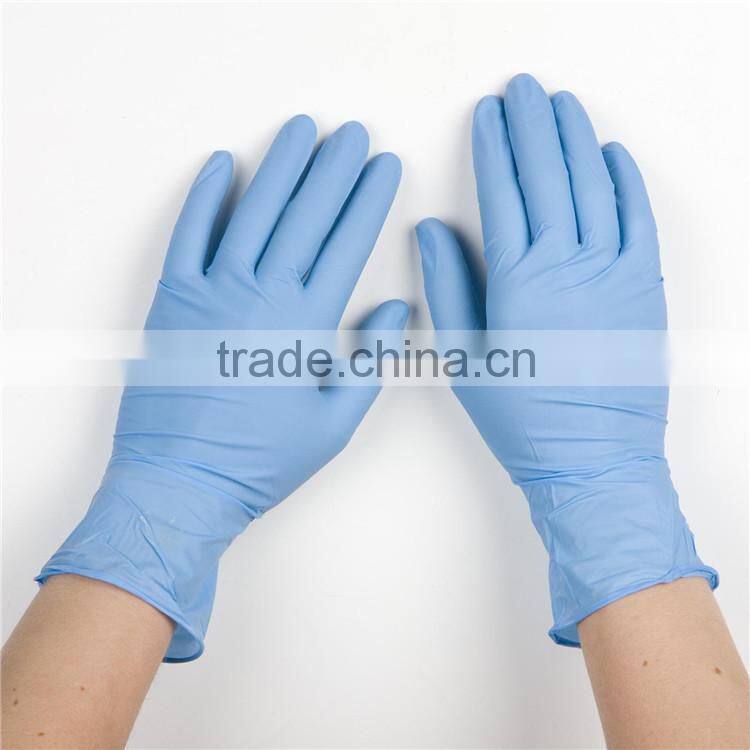 Disposable blue plastic vinyl glove with customized sizes and powder free
