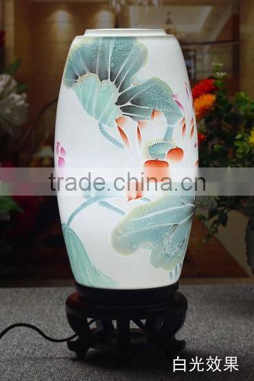 Wedding Gift Mother day's Gift valentines gift AntiqueTable Lamp Jingdezhen Ceramic Bamboo Craft Bedside LED E27 220v 110v