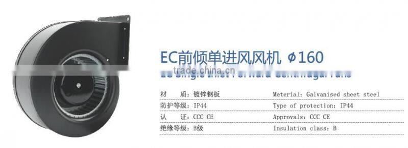 EC 220v 160 centrifugal blower radial fan