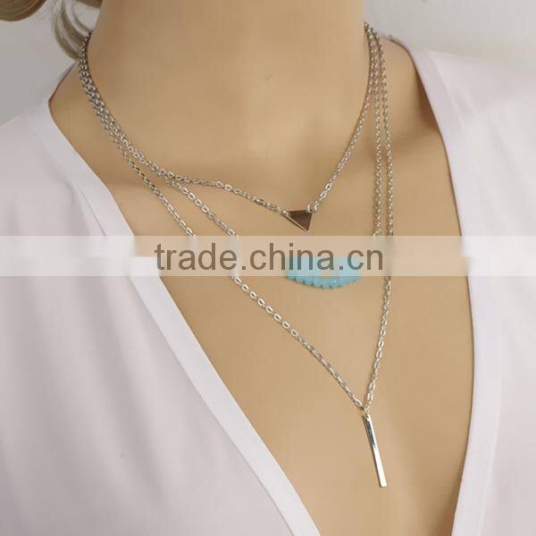 blue crystal intimate fashion teen necklace jewelry, teenage fashion jewelry