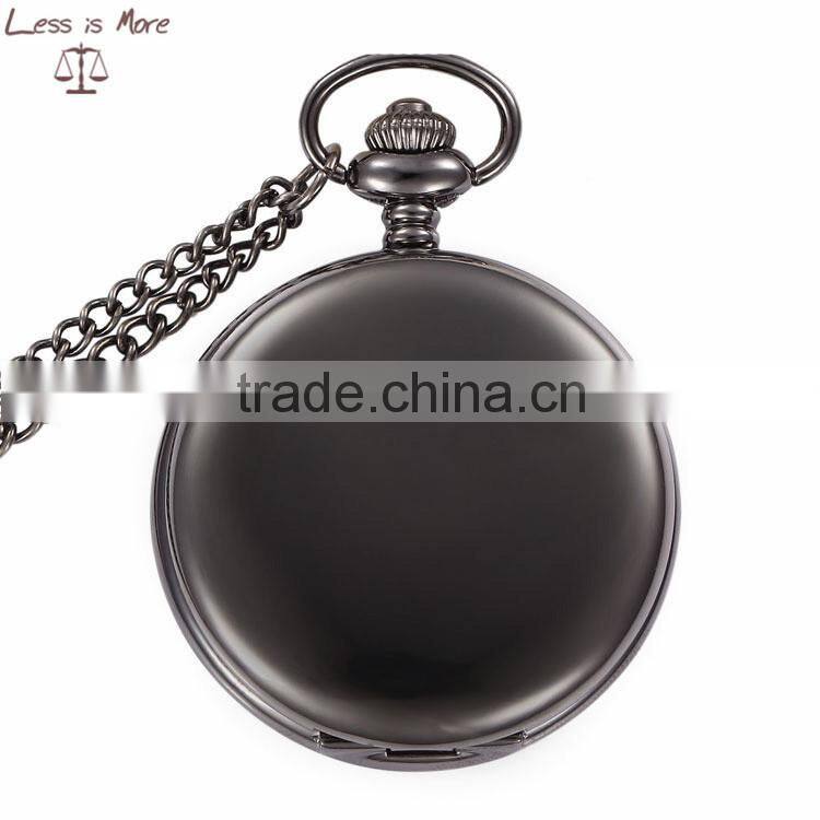 wholesale elegant glossy glod silver and black pocket watch necklace