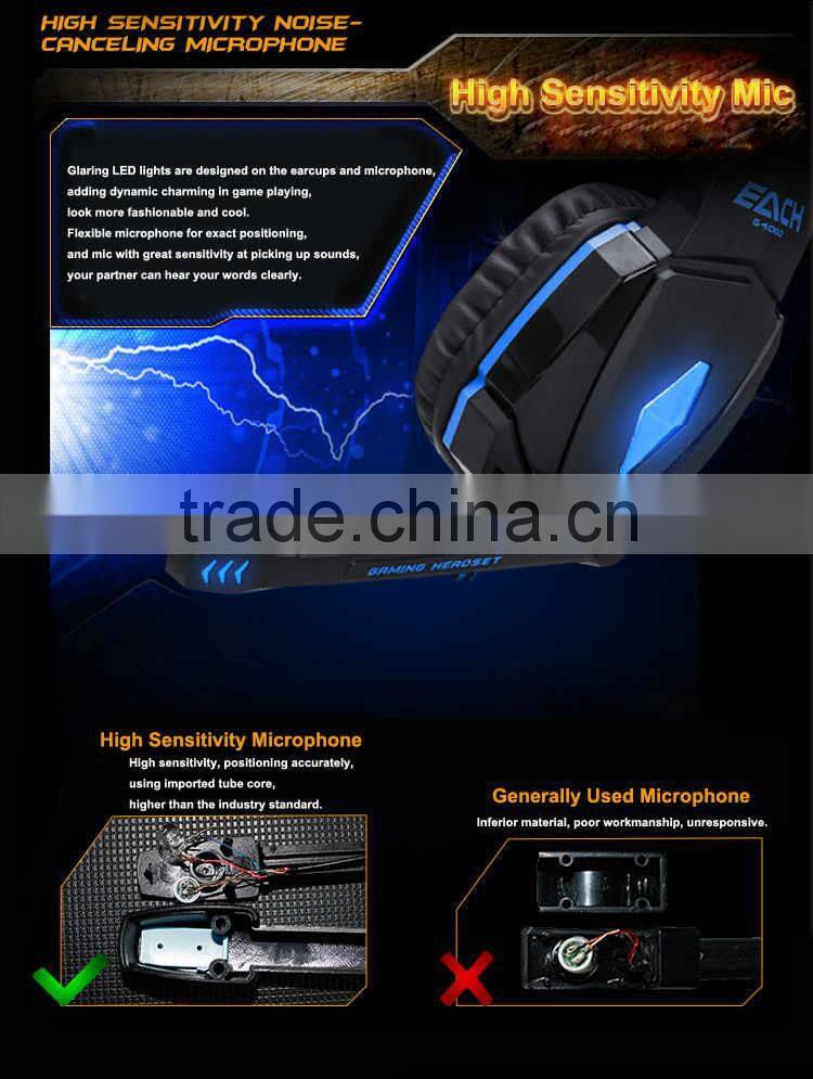 2015 New EACH G4000 Gaming Headset Stereo Bass Headphone Earphone With Microphone For Computer Gamer USB 3.5mm Gold-Plated