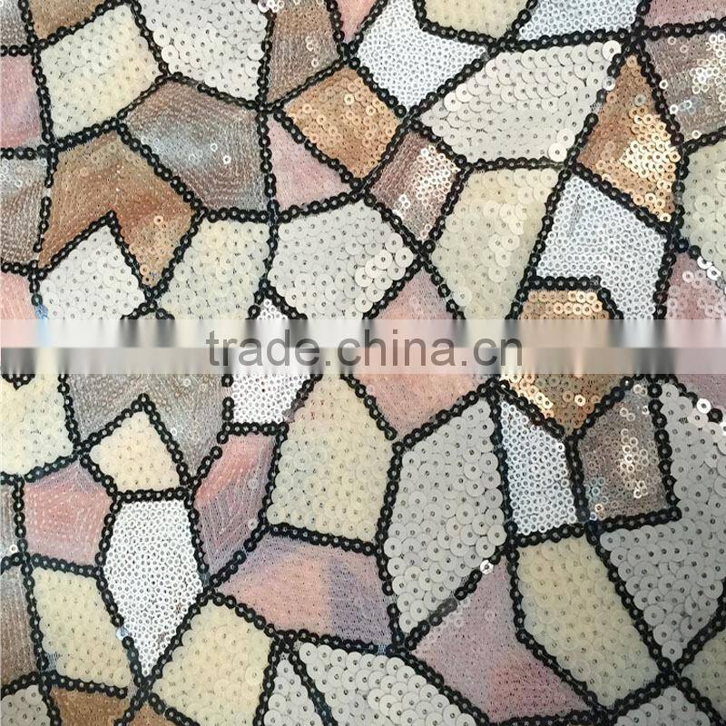 colorful embroidery sequins fabric stone