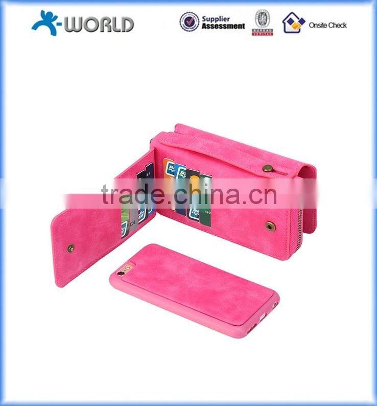 Multifunction handbag wallet purse detachable magnet case for iphone 6