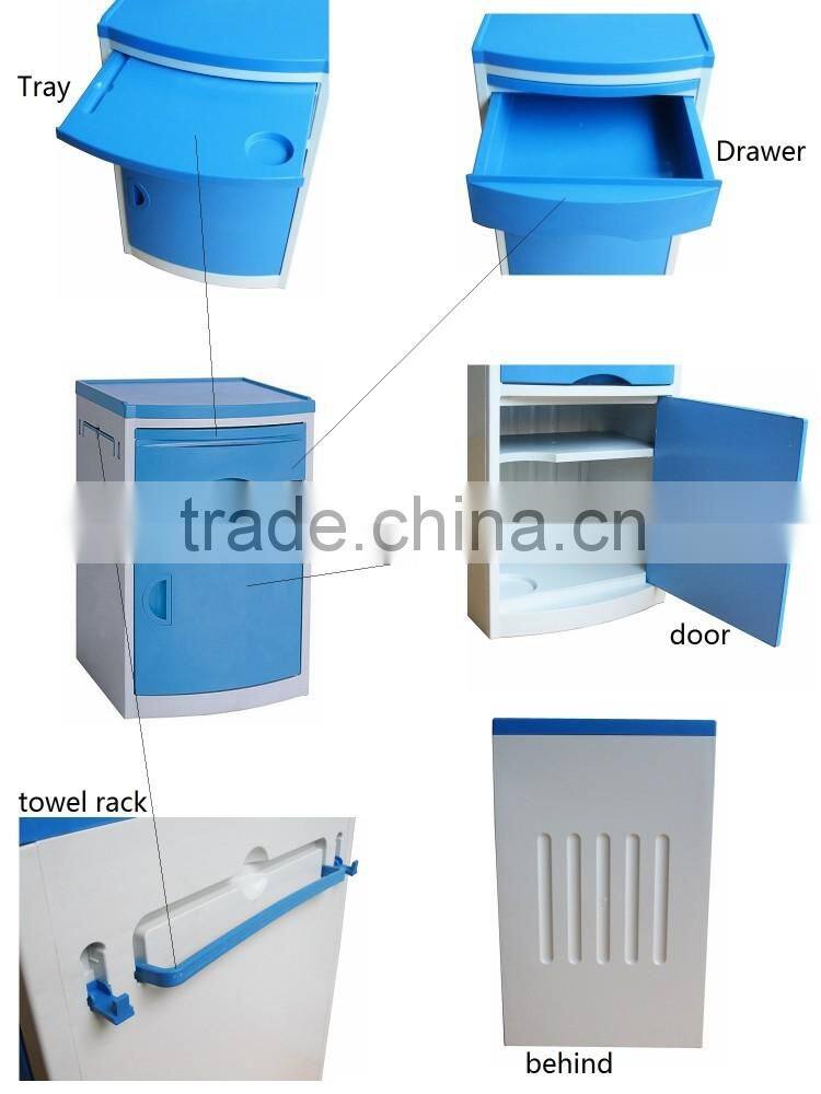High Quality ABS Plastic Hospital Bedside Cabinet With Wheels