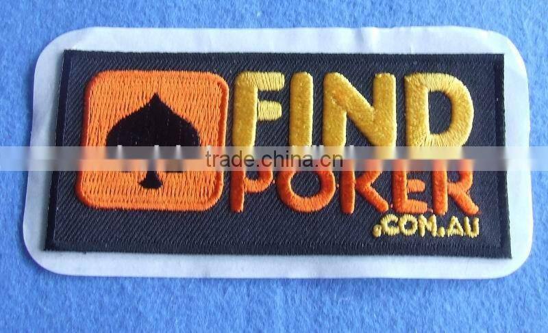 factory made personalized design 100% embroidery uniform textile patches with self adhensive backside