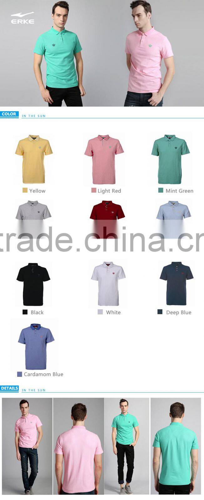 ERKE simple mans polo shirt summer shtort sleeve mens basical polo t shirt colorful polo comfortable cotton fabric white black