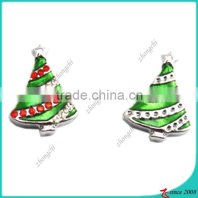 Jewelry Making Zinc Alloy Metal 10MM Christmas Tree Slider Charm