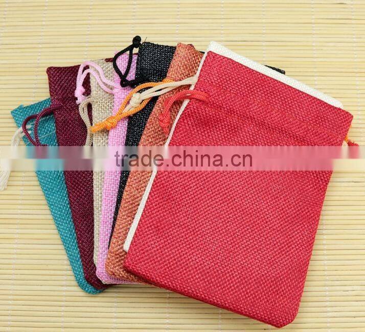 13cm*18cm Hot Pink Color Wholesale Custom Jute Bag Linen Cotton Bag