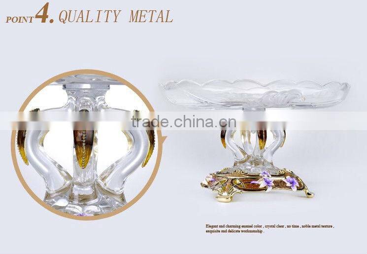 RORO Conjugal Felicity lily enamel pewter crystal glass fruit plate