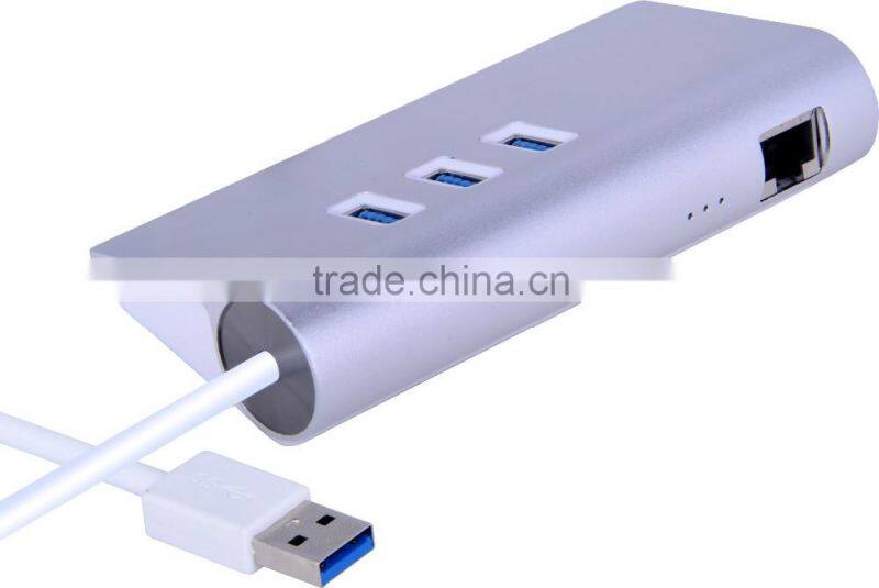 High-speed High-speed usb 3.0 hub with 1 Rj45 Gigabit Ethernet LAN Wired Network Adapter for Mac,iMac,MacBook Pro Air and any pc