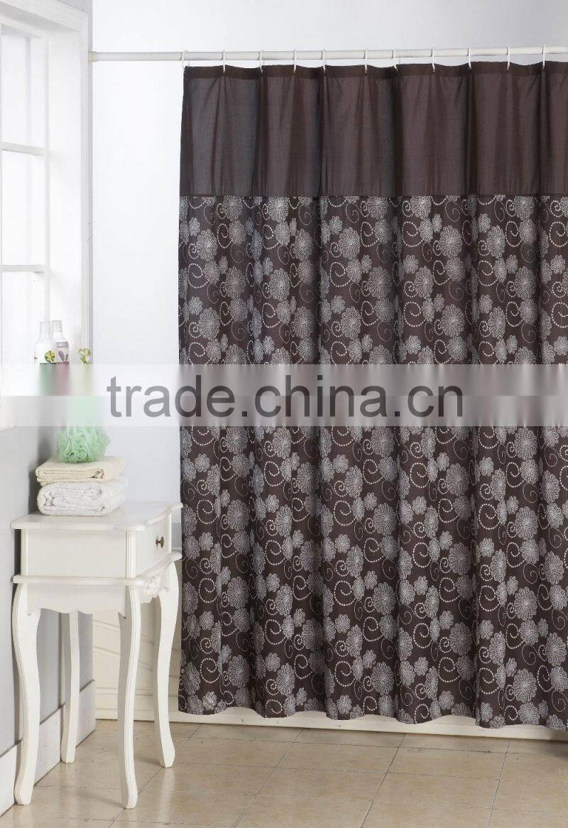 Printed Microfiber Shower Curtain Flower Design Fabric