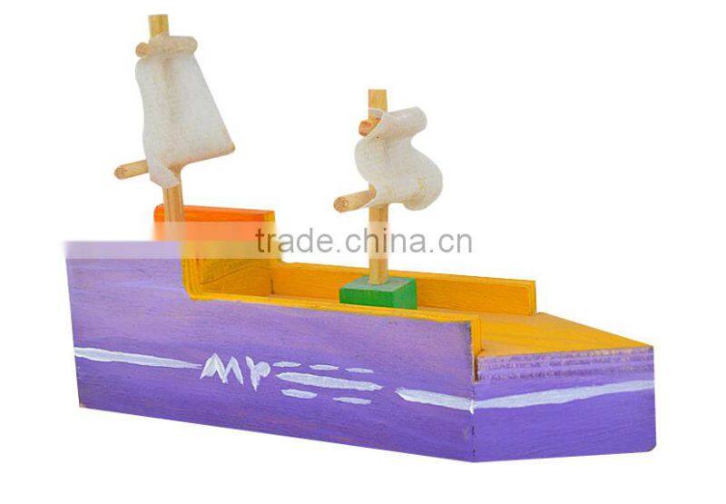 New design 3D children birthday gift beautiful wooden ship boat models toy