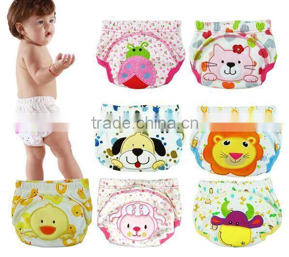 3 layer cartoon cat design baby cloth nappy, baby diaper, reusable baby nappy, cartoon embroidered training baby cloth nappy,