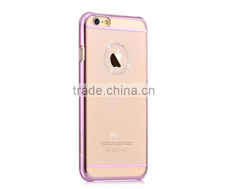 Electroplating Transparent Crystal Bling Diamonds Jewelry PC Phone Cover Case Skin For iPhone 6 6S Plus