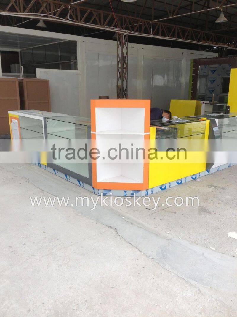 High end cell phone display showcase in cell phone shop for retail