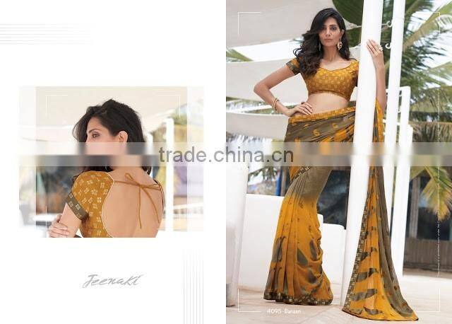 Casual Cream Georgette Designer Saree For Sale Online