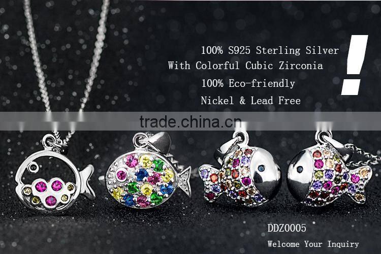 Hot Sale Popular Fish Jewelry With Colorful Gemstones Necklace Pendants