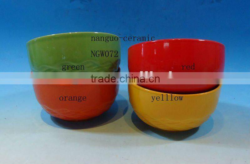 set of 2 ceramic bowl with wooden base