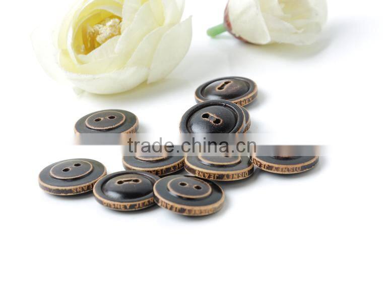 Black Wooden Buttons Round 2 Holes Vintage Buttons