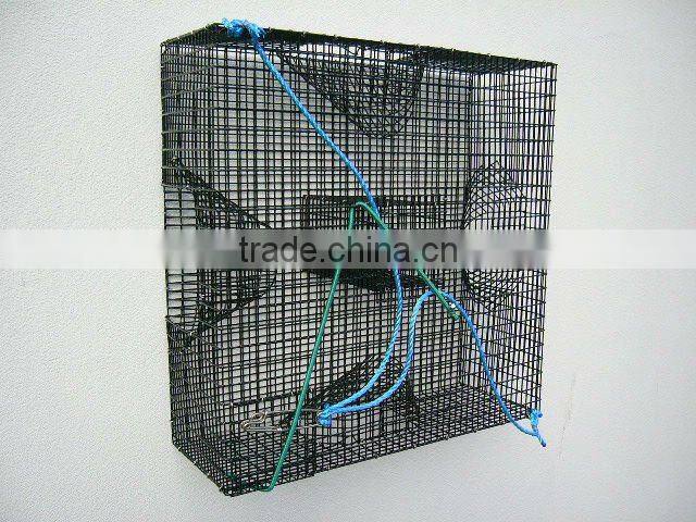 Black Vinyl coated square crab lobster pot trap