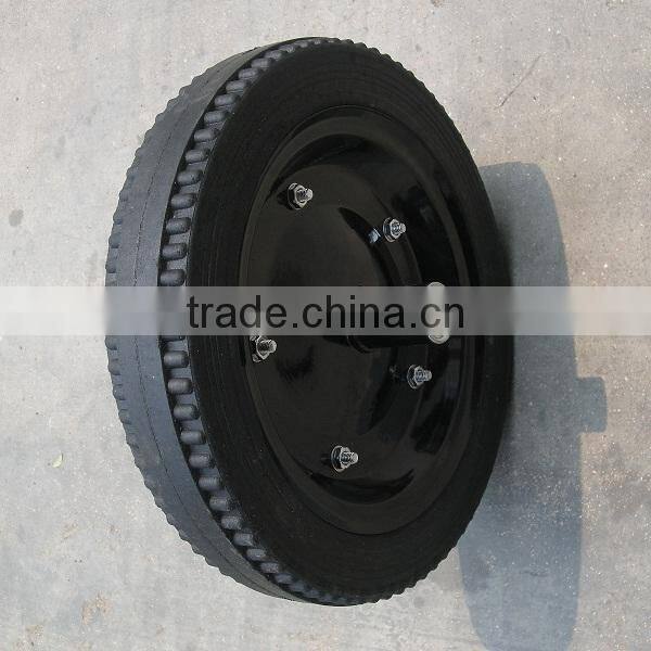 14" x 3" heavy duty solid rubber wheels for industrial machine