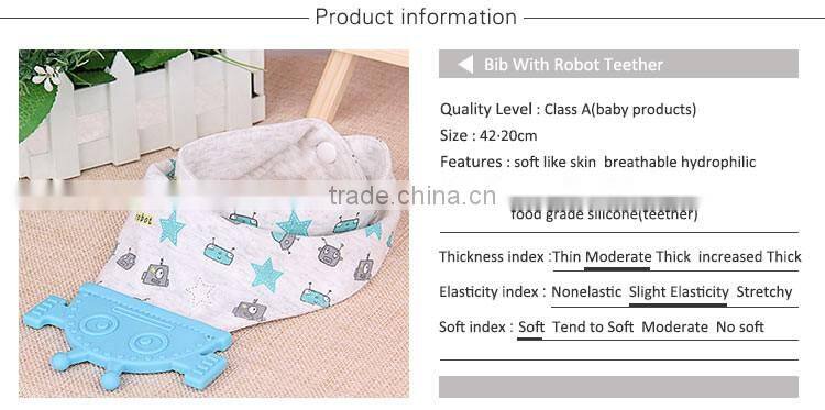 China factory wholesale pure cotton baby bibs with triangle teether