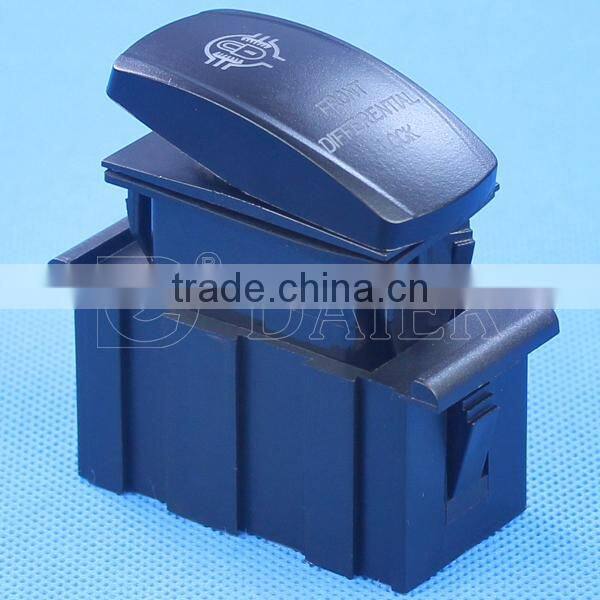 No Lens 4 Blade Pins Waterproof Rocker Switch With Two Red Lights