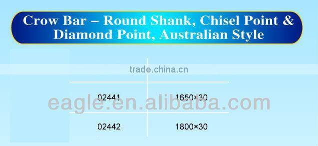 Round shank chisel point and diamond point Australian style Crow Bar