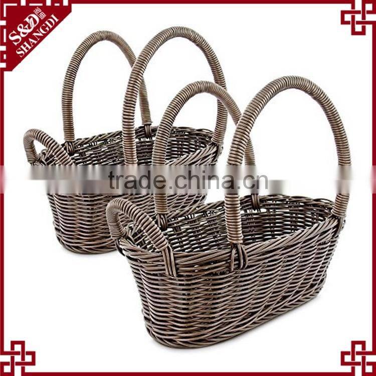 Cheap promotion wine packing used plastic wicker baskets for wine bottles