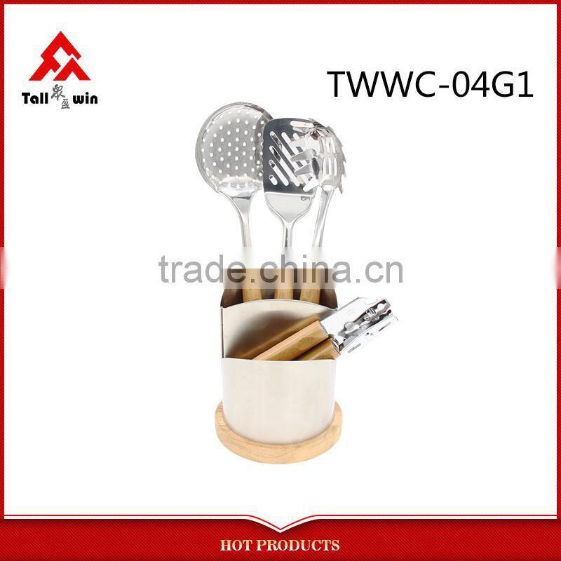 Stainless Steel Fine Double Mesh Wooden Handle Strainer