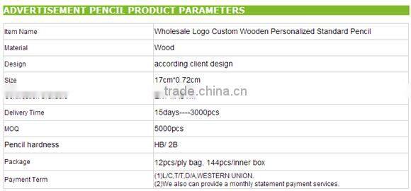 Personalized School HB wooden Pencil With earser