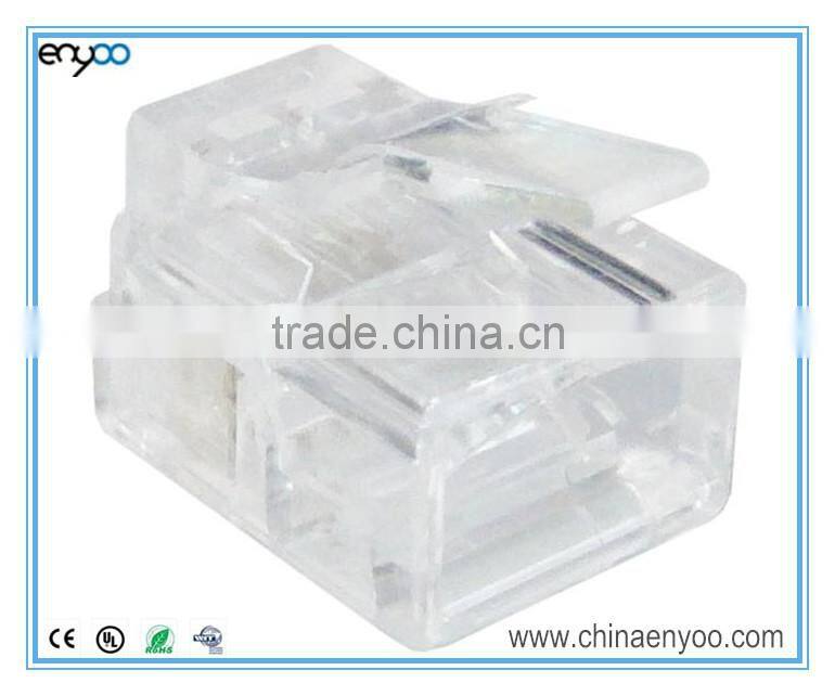 Modular Plug, RJ11 Plug, 6 Position, 4 Conductor, For Round Solid and Stranded Wires