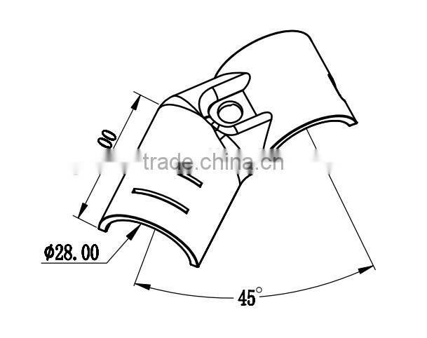 45 degree pipe metal joint for pipe rack dia 28mm