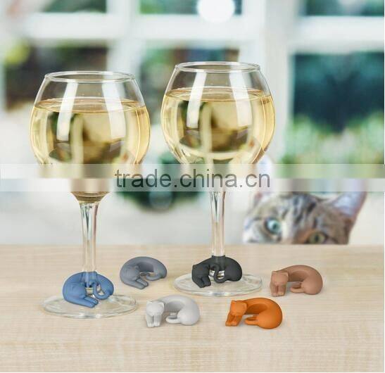 Silicone Cat Wine Glass Markers,Silicone Cat Wine Glass Charms,Bar Accessories